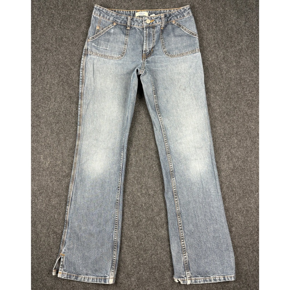 Old Navy Blue Denim Low Rise Straight Leg Jeans Size 6 Light Wash Cotton Y2K